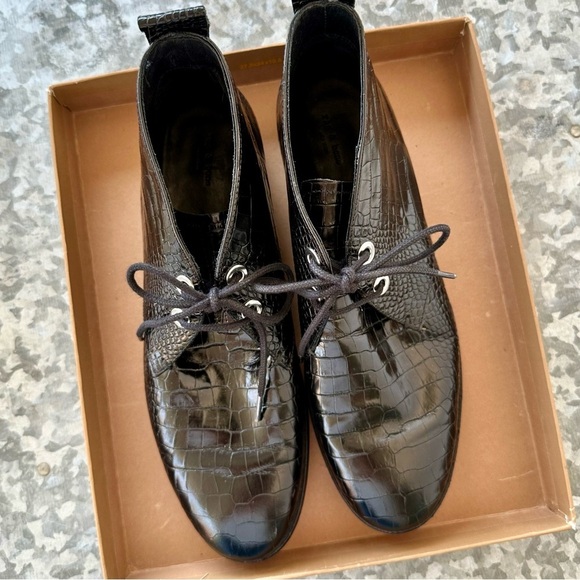 Rag & Bone  Audrey black croco eather desert boot womens 8 - Picture 4 of 15